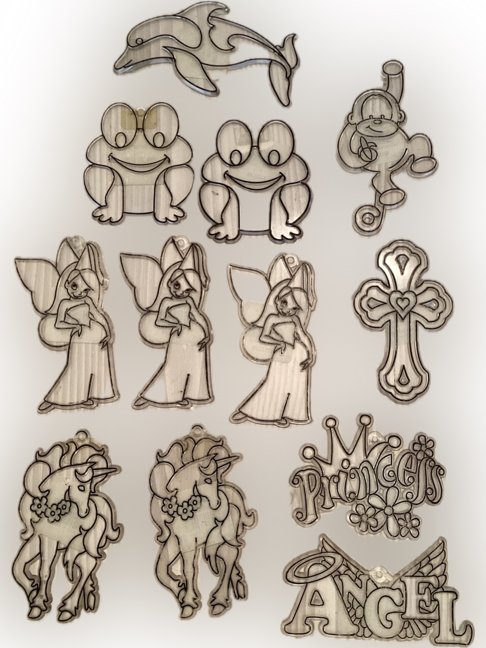 Vintage Kellys Crafts Suncatcher Lot 12 piece NWT Fairy Unicorn Frog